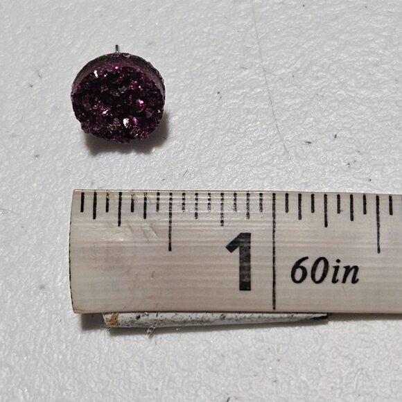 Elegant Purple Druzy Stone Stud Earrings Classic Formal Fashion Jewelry Women - Picture 4 of 4